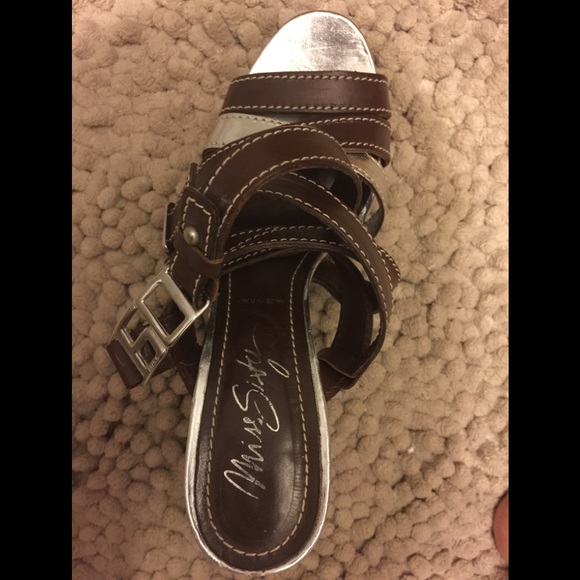 Sexy Miss Sixty Leather Wrap Logo Sandals - Picture 4 of 5